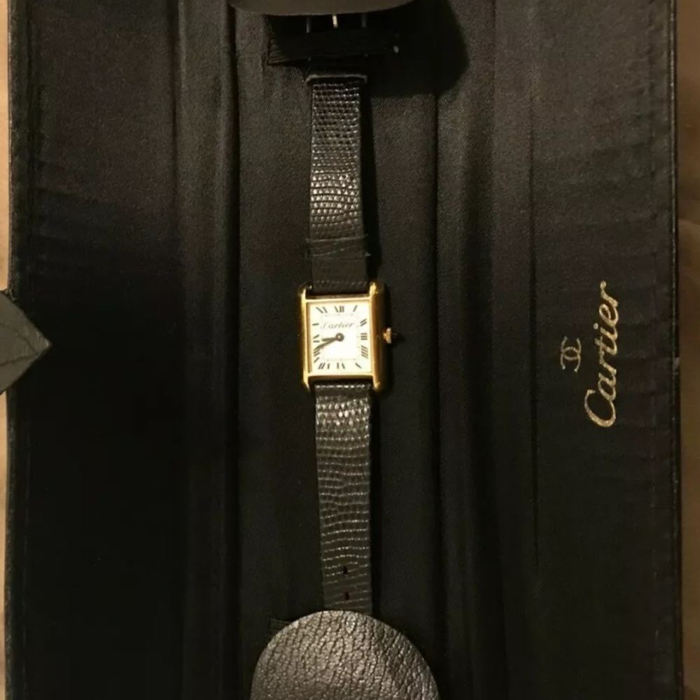 Cartier 18k gold electroplated Hand wind watch